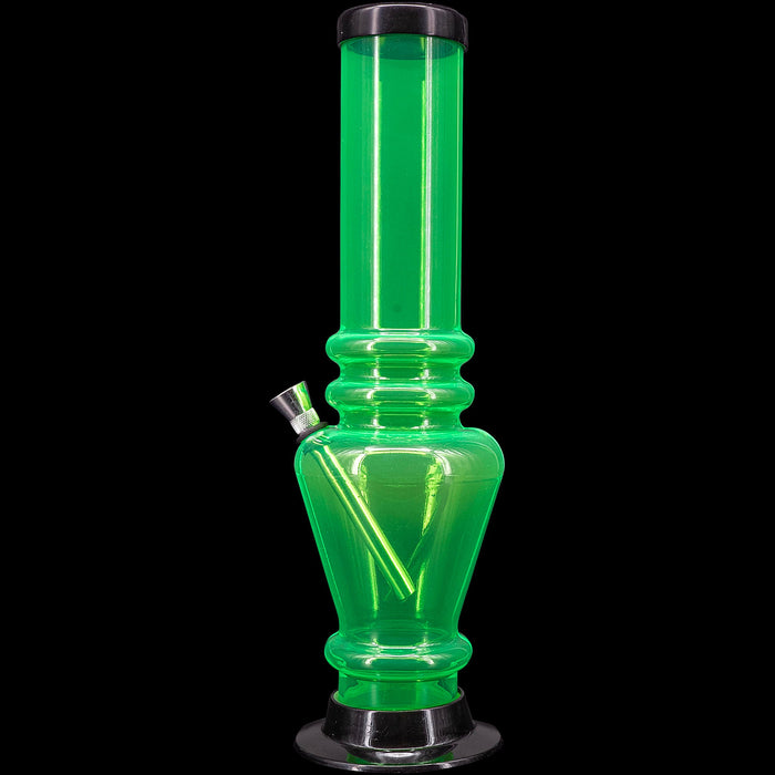 JM Enterprises 12" Acrylic Vase Base Bong - Multiple Colors, Illuminati Green