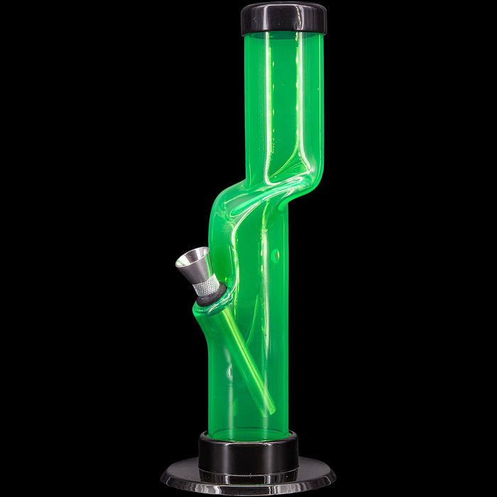 JM Enterprises 9-12" Acrylic Kink Neck Bong - Multiple Colors, Illuminati Green