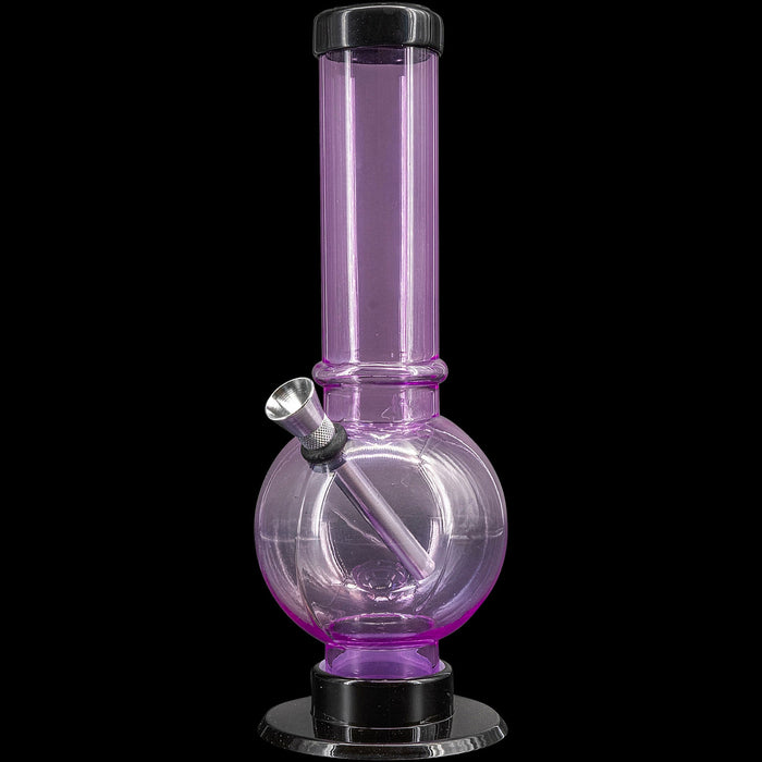 JM Enterprises 9-12" Acrylic Straight Tube Bubble Bottom Bong - Multiple Colors, Pink