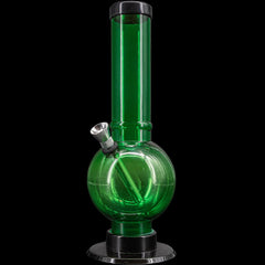 JM Enterprises 9-12" Acrylic Straight Tube Bubble Bottom Bong - Multiple Colors - Discreet Smoker