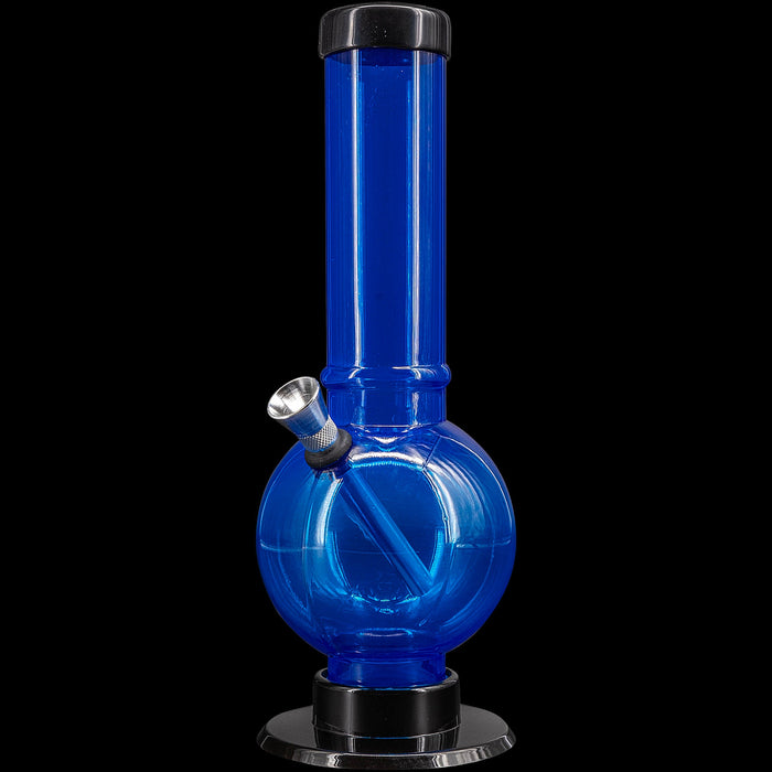 JM Enterprises 9-12" Acrylic Straight Tube Bubble Bottom Bong - Multiple Colors, Blue