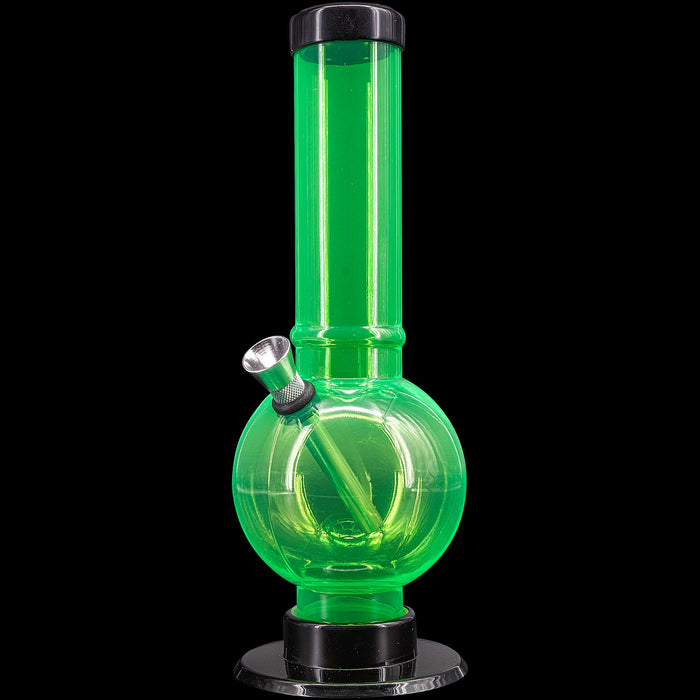 JM Enterprises 9-12" Acrylic Straight Tube Bubble Bottom Bong - Multiple Colors, Illuminati Green