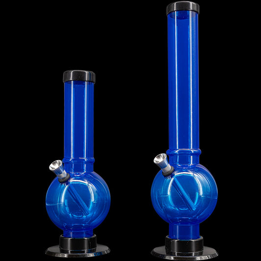 JM Enterprises 9-12" Acrylic Straight Tube Bubble Bottom Bong - Multiple Colors - Discreet Smoker
