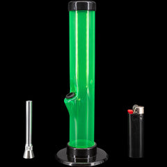 JM Enterprises 6-9-12" Acrylic Straight Tube Bong - Multiple Colors - Discreet Smoker