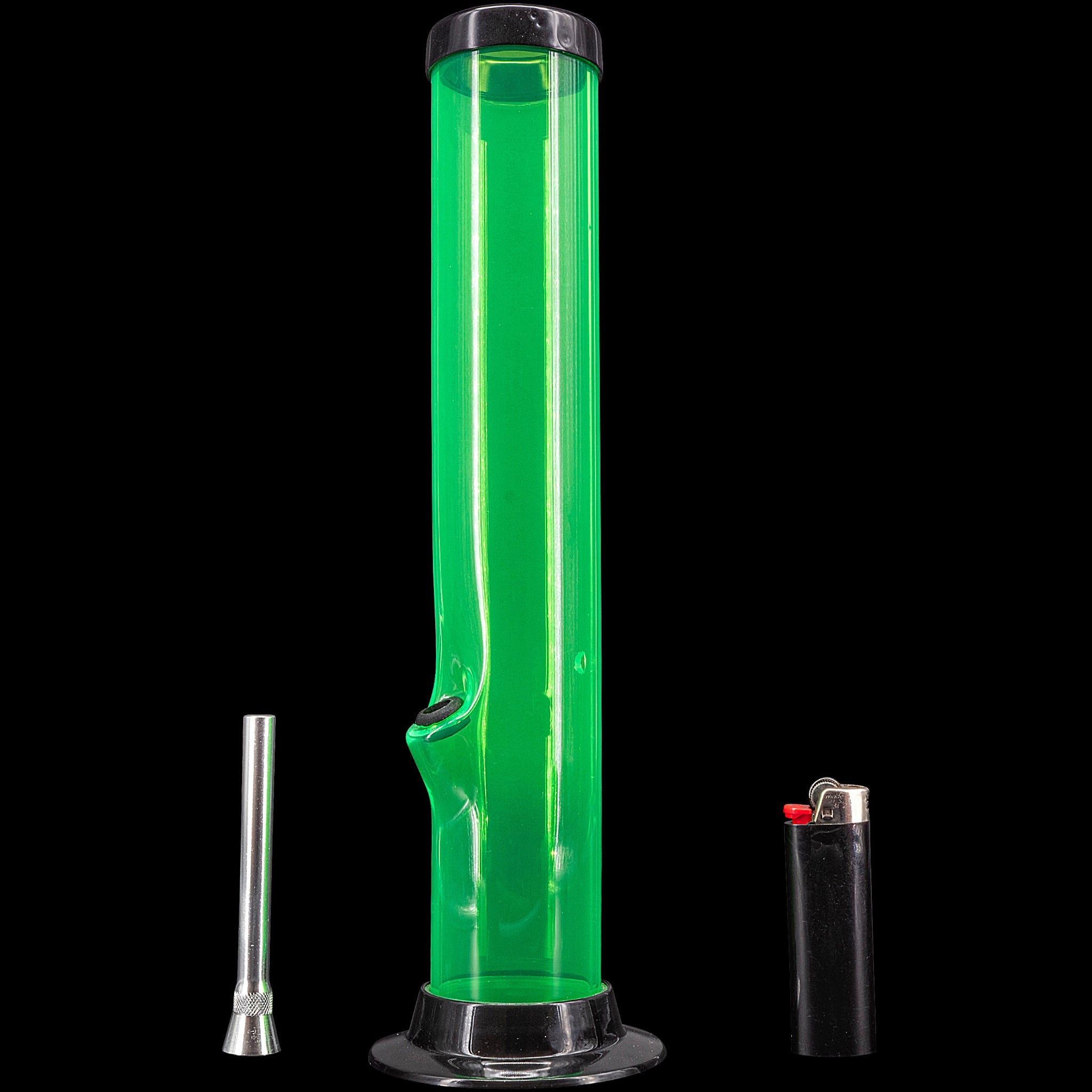 JM Enterprises 6-9-12-15" Acrylic Straight Tube Basic Bong - Multiple Colors - Discreet Smoker