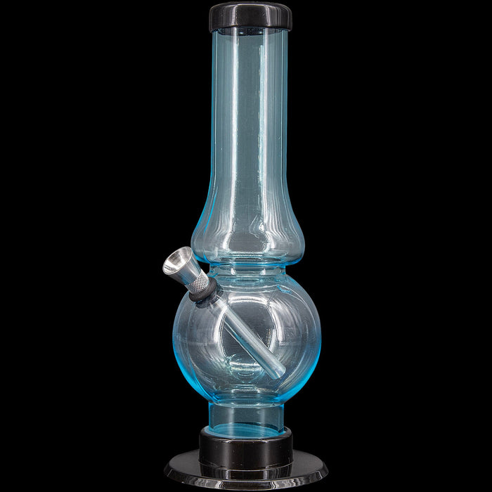 JM Enterprises 6-9" Acrylic Straight Tube Bubble Flare Bong - Multiple Colors, Light Blue