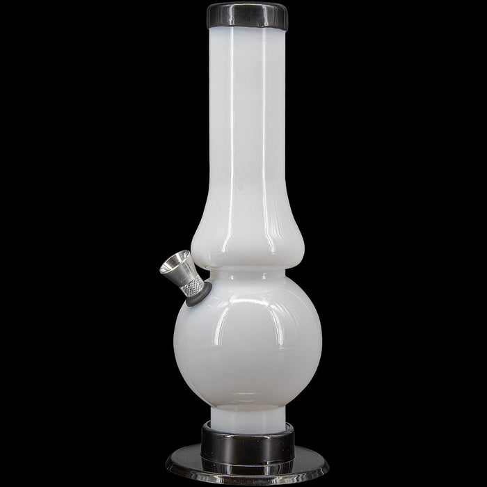 JM Enterprises 6-9" Acrylic Straight Tube Bubble Flare Bong - Multiple Colors, White