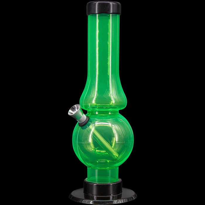 JM Enterprises 6-9" Acrylic Straight Tube Bubble Flare Bong - Multiple Colors, Illuminati Green