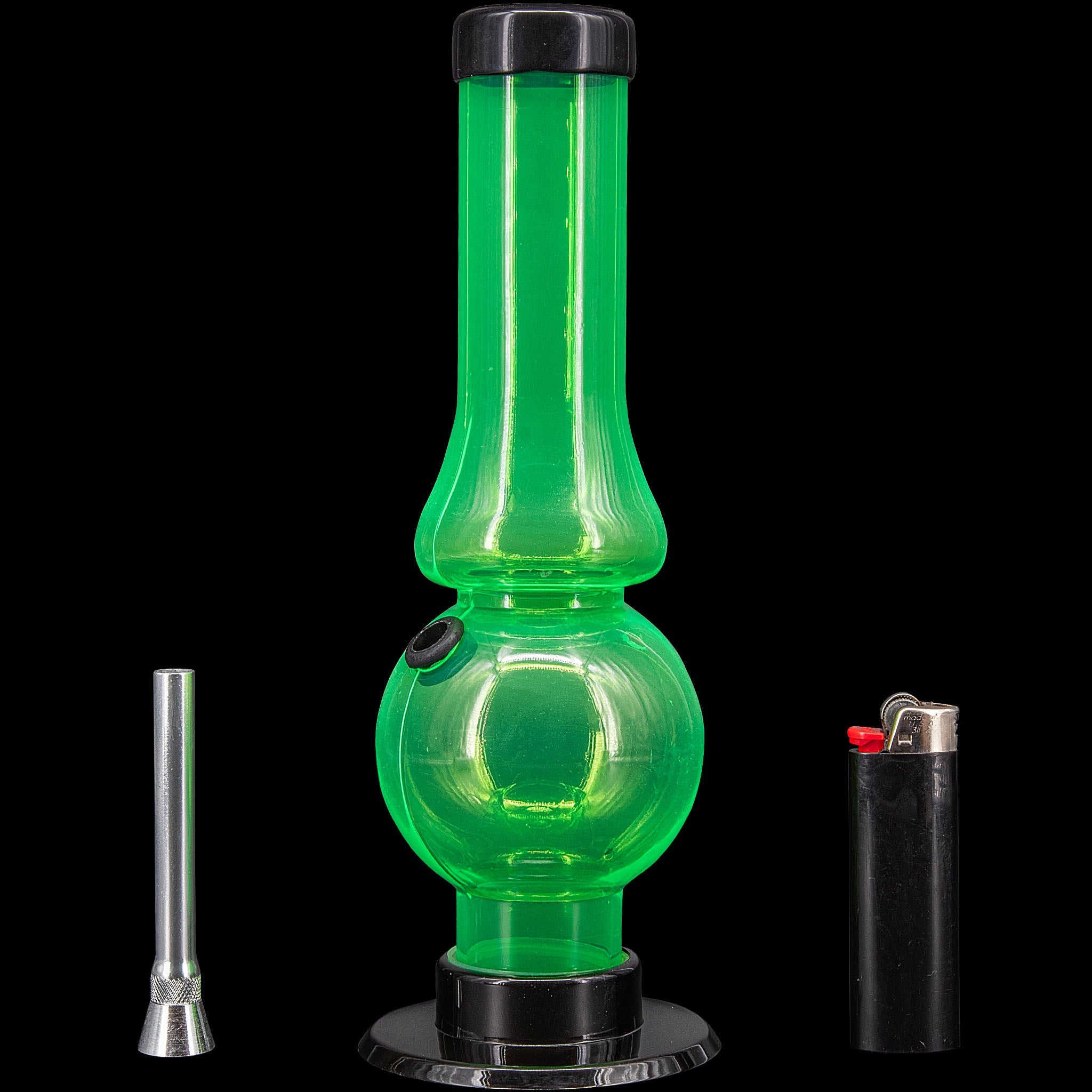 JM Enterprises 6-9" Acrylic Straight Tube Bubble Flare Bong - Multiple Colors - Discreet Smoker