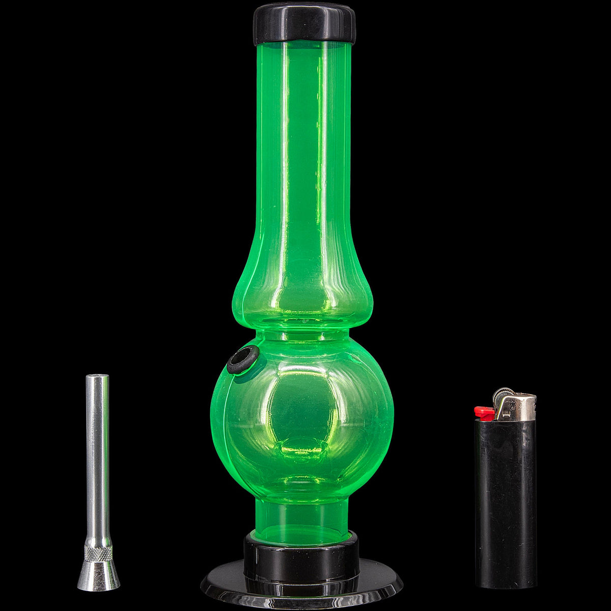 JM Enterprises 6-9" Acrylic Straight Tube Bubble Flare Bong - Multiple Colors - Discreet Smoker
