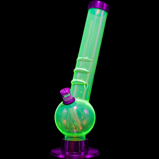JM Enterprises 8" Acrylic Angled Neck Bubble Bong - Multiple Colors - Discreet Smoker