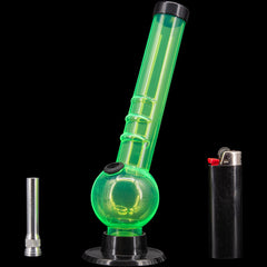JM Enterprises 8" Acrylic Angled Neck Bubble Bong - Multiple Colors - Discreet Smoker