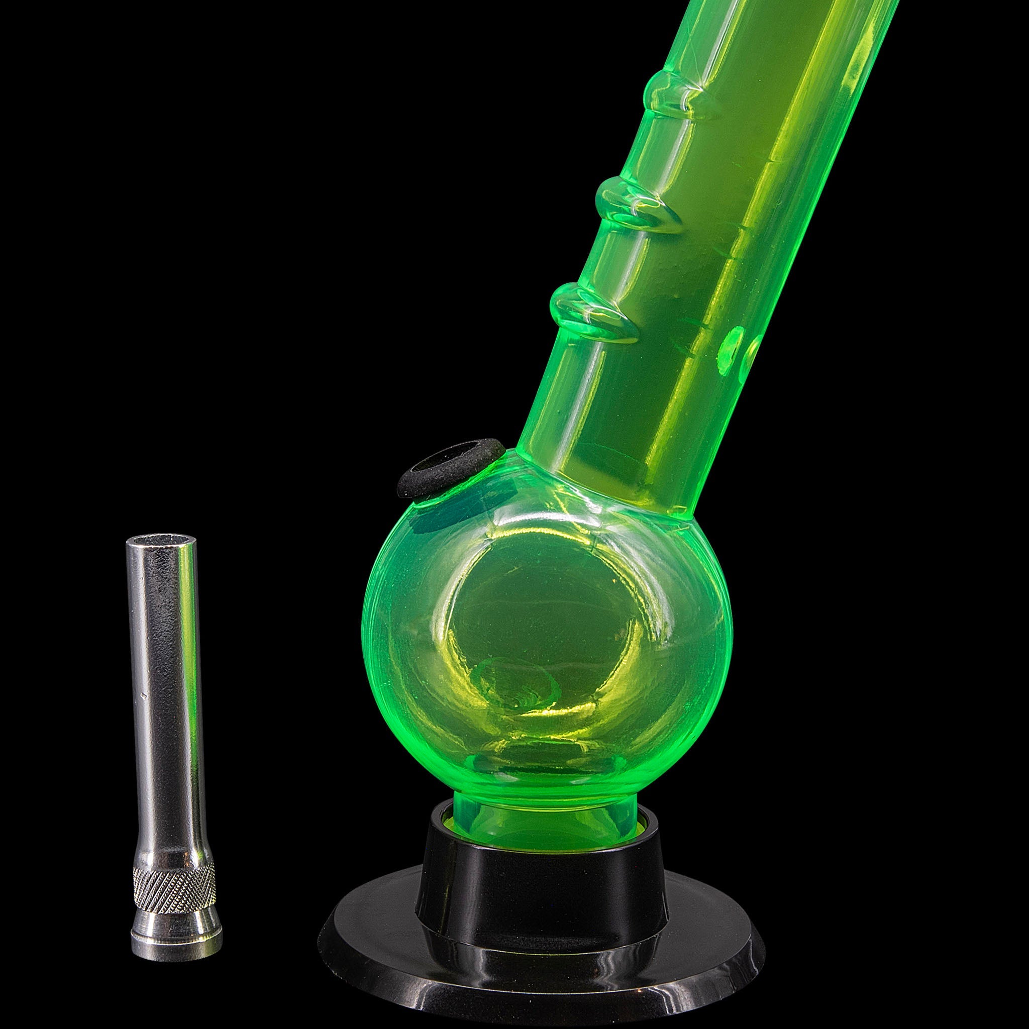 JM Enterprises 8" Acrylic Angled Neck Bubble Bong - Multiple Colors - Discreet Smoker