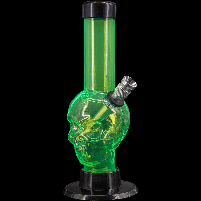 JM Enterprises Mini Alien Head Acrylic Bong - 6" Tall - Multiple Colors, Illuminati Green
