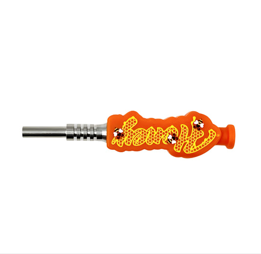 Honeycomb Nectar Sipper Silicone & Titanium Straw - Discreet Smoker
