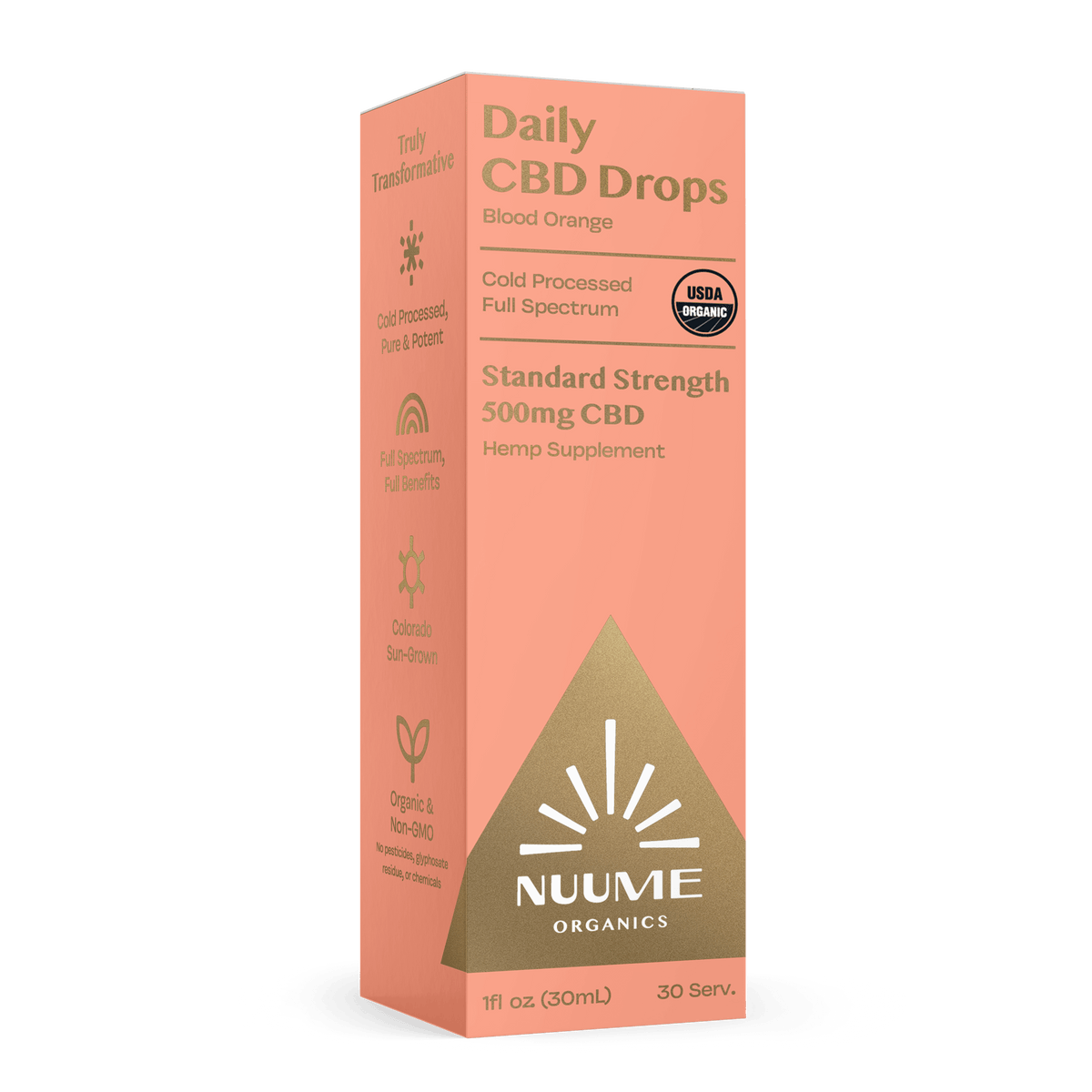 Organic Daily CBD Drops - Blood Orange 500mg Full Spectrum - Discreet Smoker