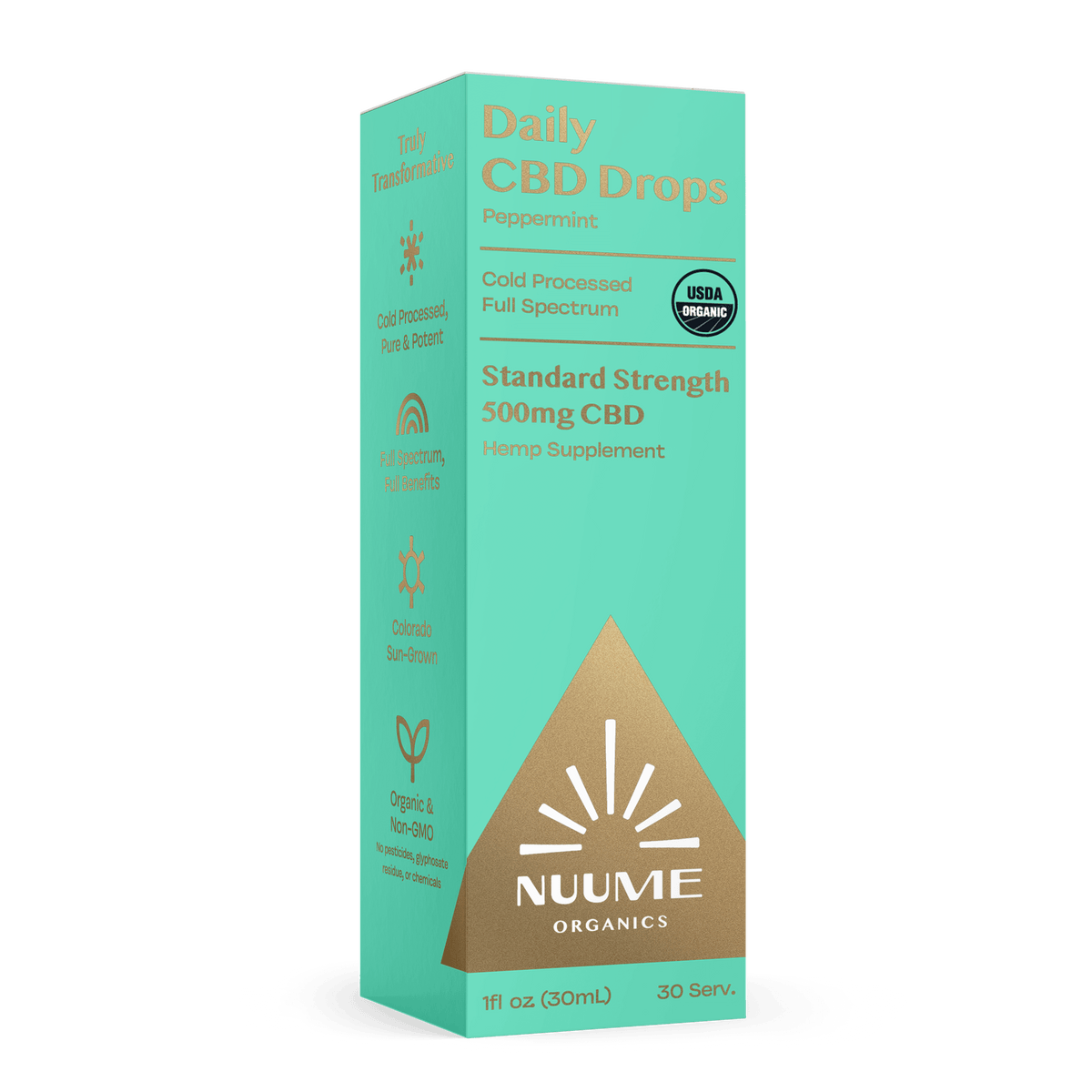 Organic Daily CBD Drops - Peppermint 500mg Full Spectrum - Discreet Smoker