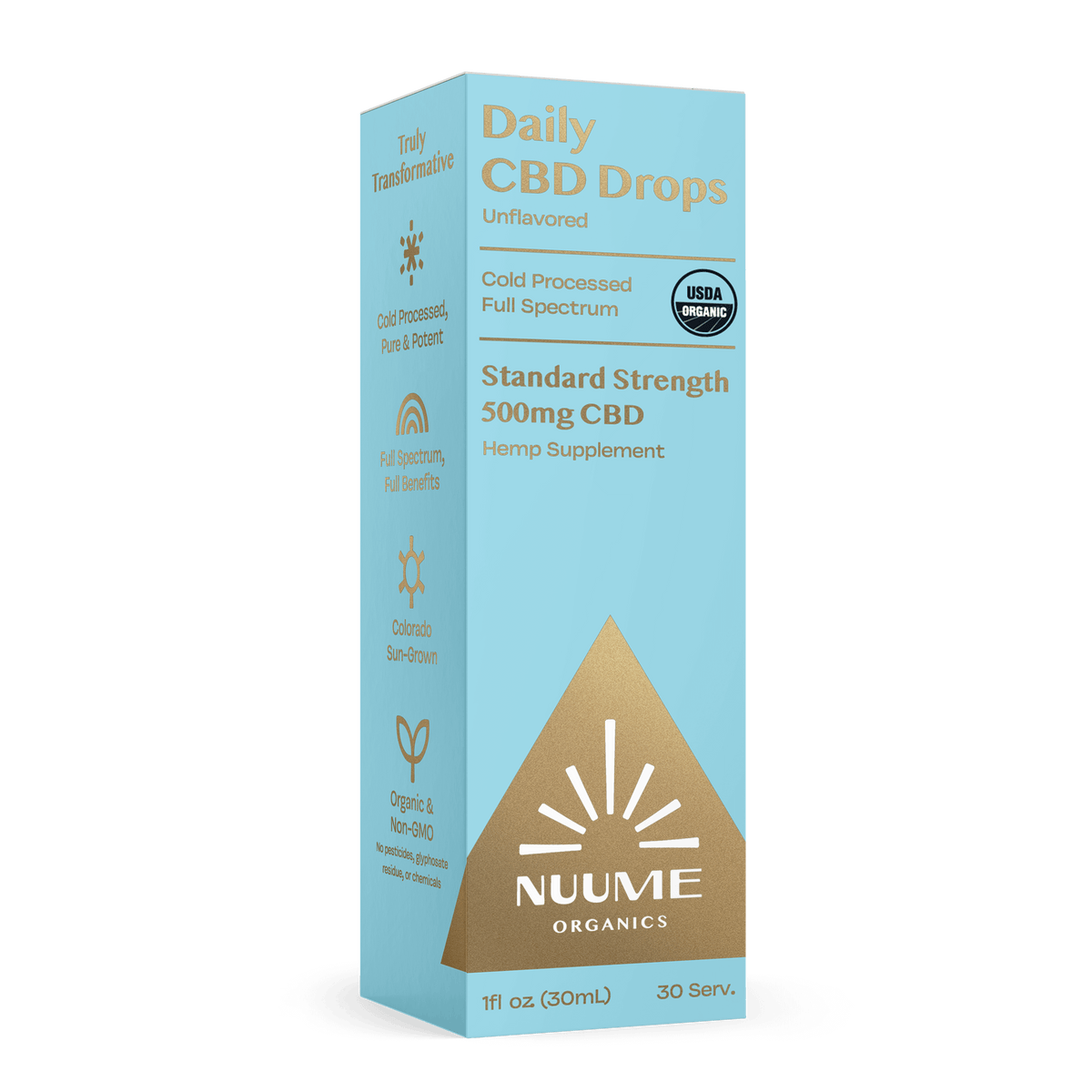 Organic Daily CBD Drops - Unflavored 500mg Full Spectrum - Discreet Smoker
