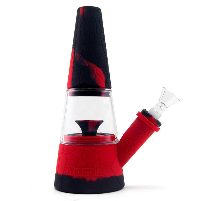 Fountain Silicone and Glass Bong, black/red