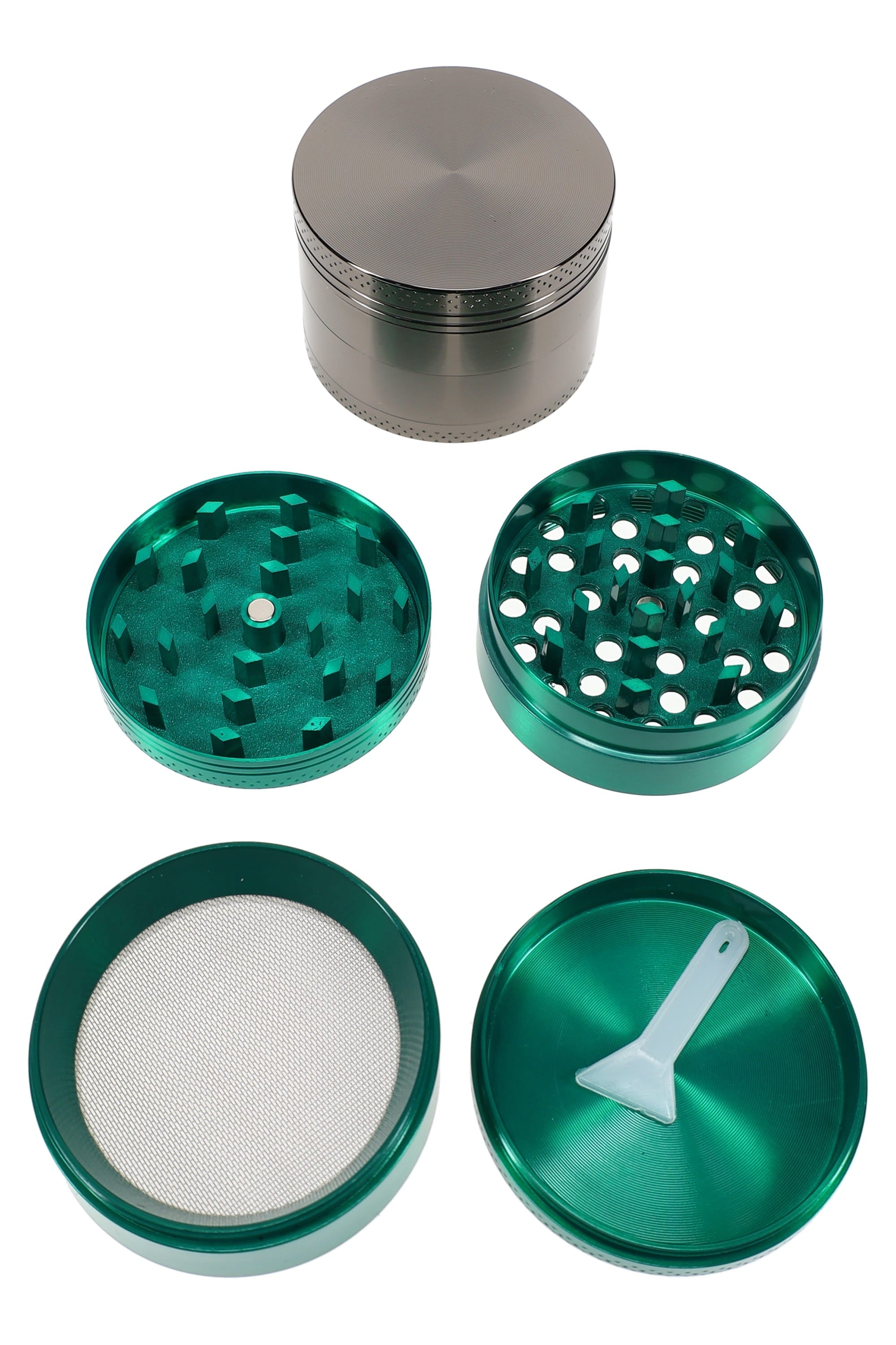 4-Part Metal Herb Grinder “Pocket Press” – 2″ (50 mm) – Assorted Colors - Discreet Smoker