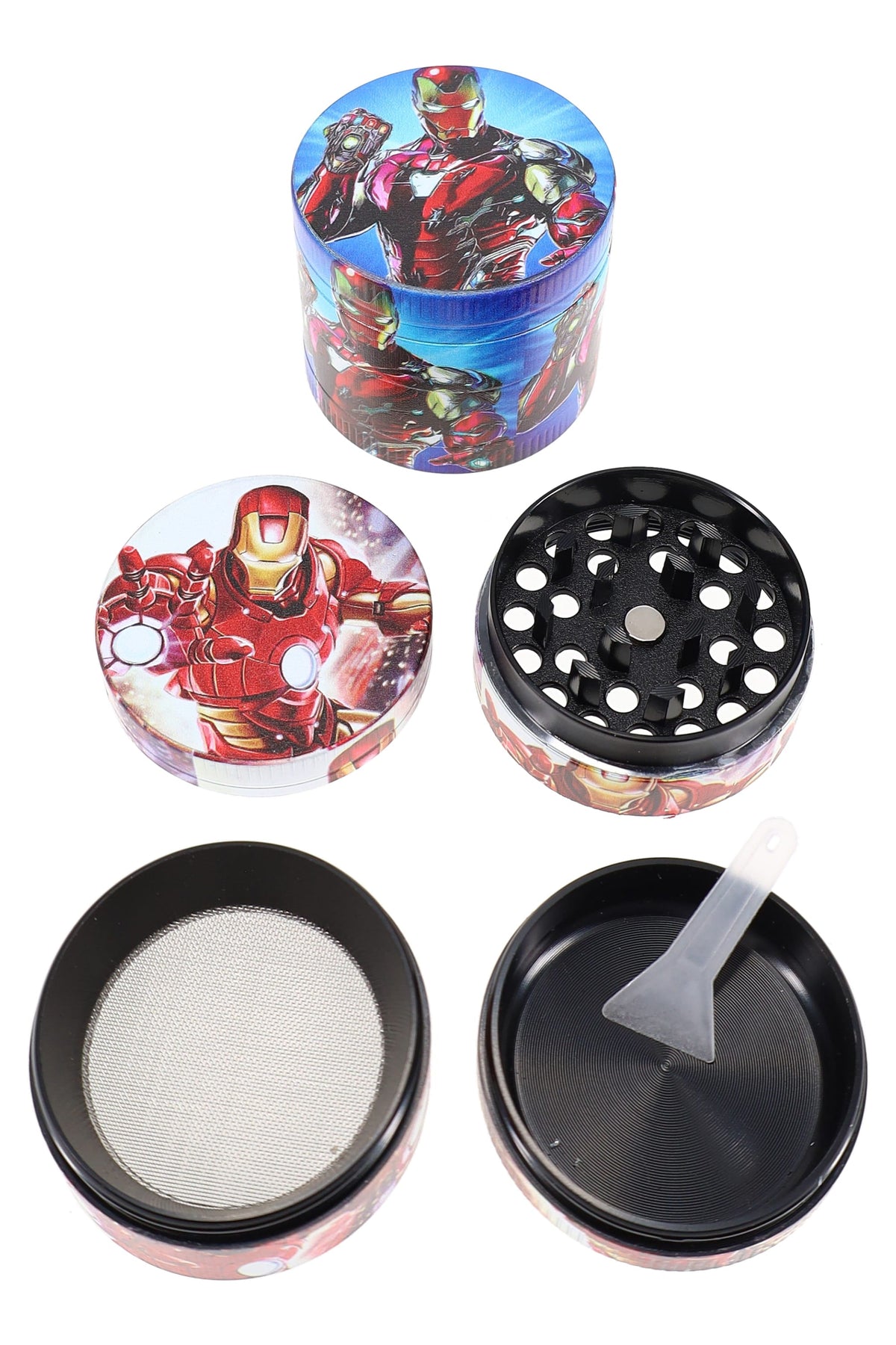 Zinc Alloy 4-Part Metal Herb Grinder “Pop Print” – Assorted - Discreet Smoker