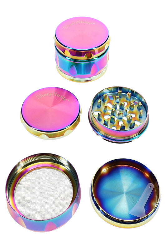 Rainbow 4-Part Metal Herb Grinder – 2″ - Discreet Smoker