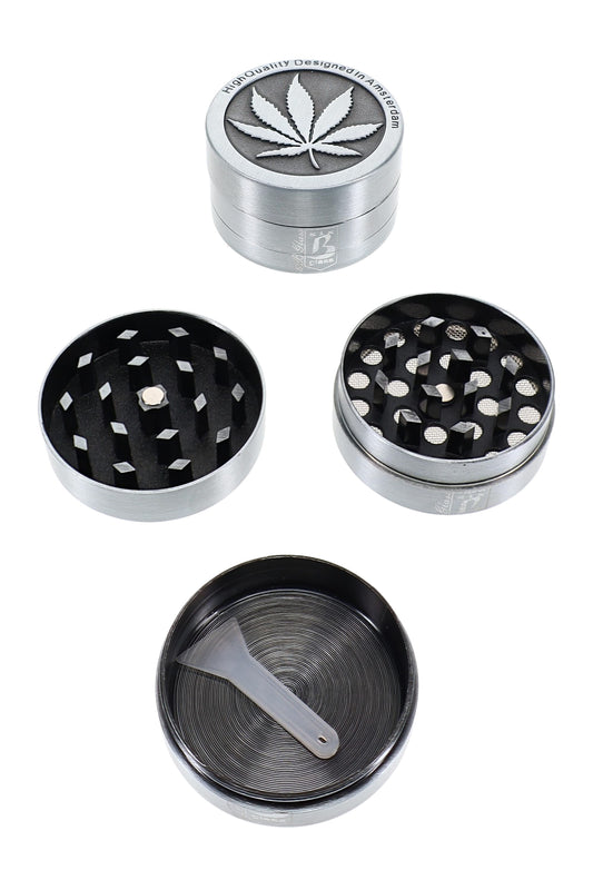 Leaf Design 3-Part Metal Herb Grinder “Mini Leaf” – 1½″ - Discreet Smoker