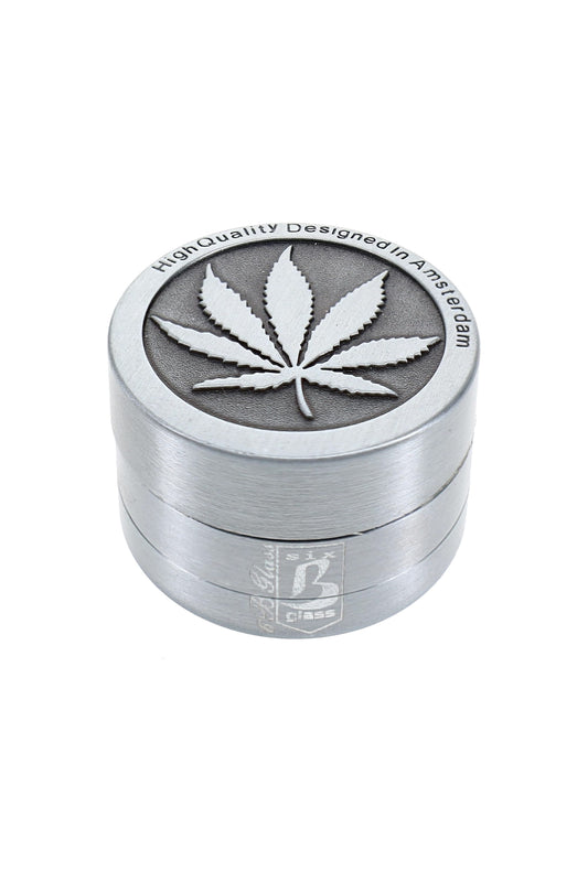 Leaf Design 3-Part Metal Herb Grinder “Mini Leaf” – 1½″ - Discreet Smoker
