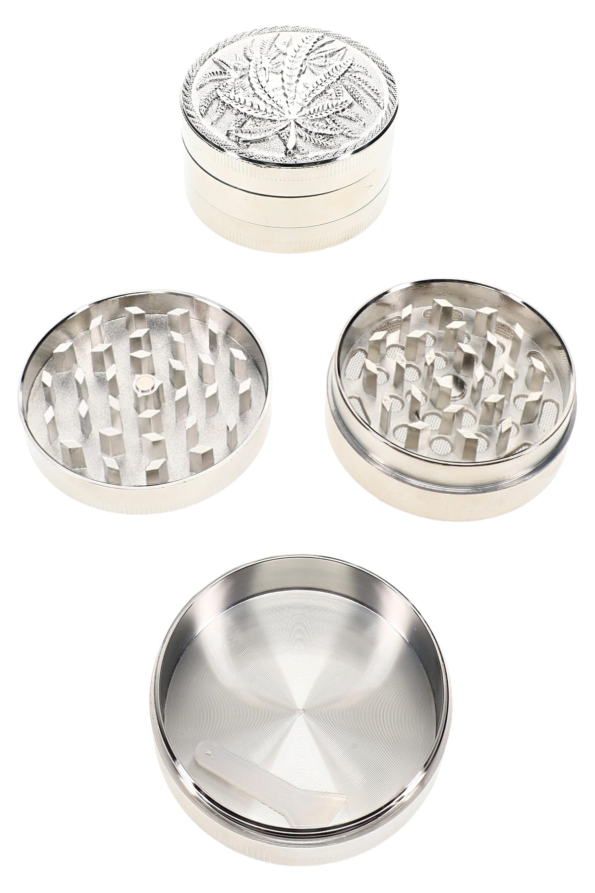Leaf Design 3-Part Metal Herb Grinder “Leaf Lift” – 2″ - Discreet Smoker