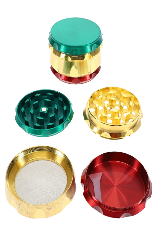 Rasta 4-Part Metal Herb Grinder – 2″ - Discreet Smoker