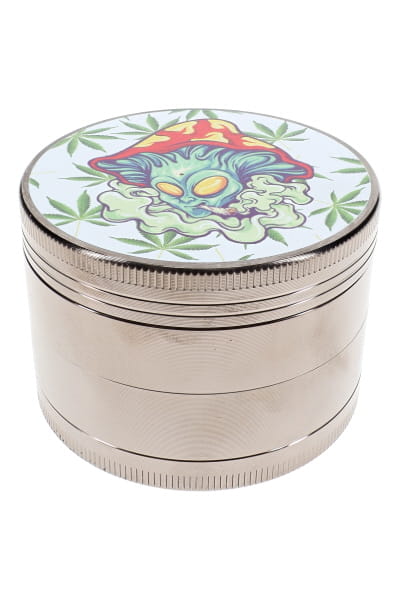 Decal 4-Part Metal Herb Grinder “Lid Trip” – 2″, 2½″ – Assorted - Discreet Smoker