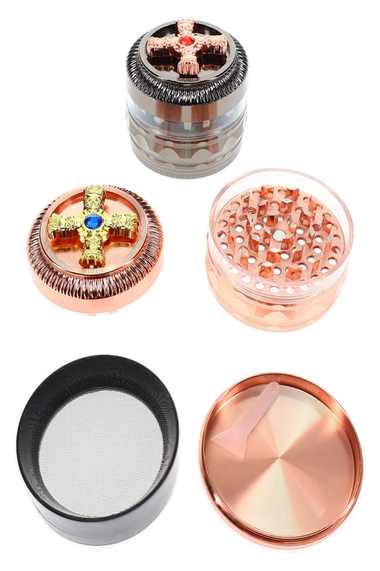 4-Part Metal Herb Grinder “Gem Spinner” – 2″ – Assorted - Discreet Smoker
