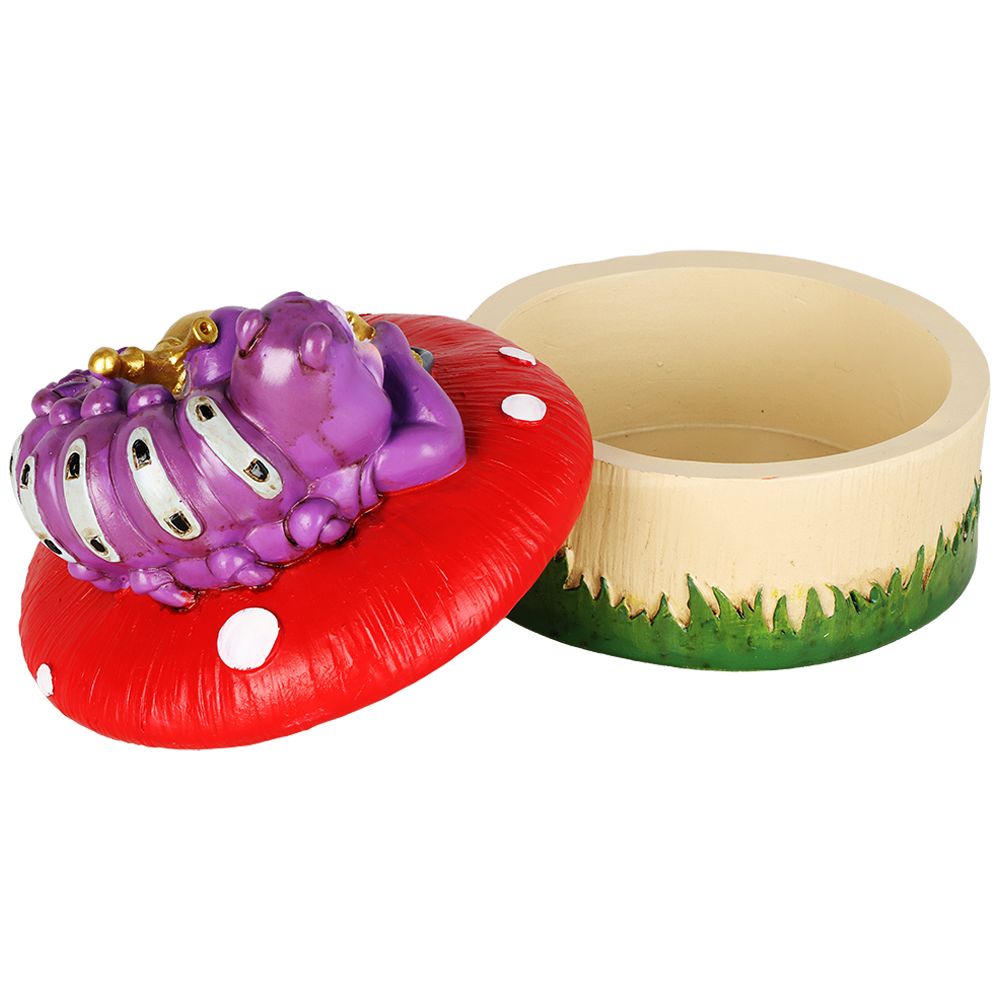 Caterpillar Mushroom Polyresin Trinket Box - 3.5" x 4.5" - Discreet Smoker