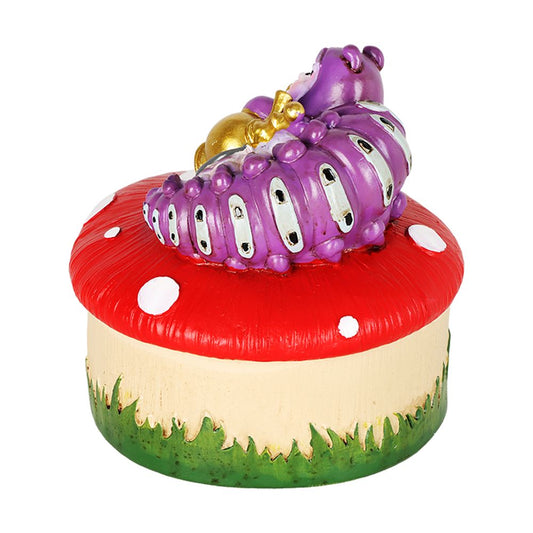 Caterpillar Mushroom Polyresin Trinket Box - 3.5" x 4.5" - Discreet Smoker