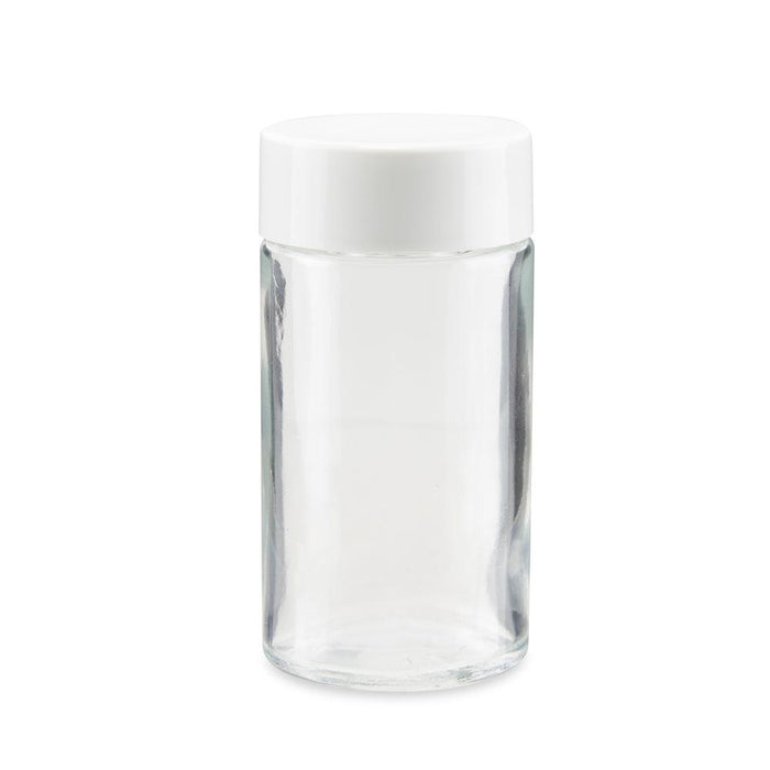 84mm Child Resistant Glass Joint Jar w/ Lid – 180ct Bulk, White