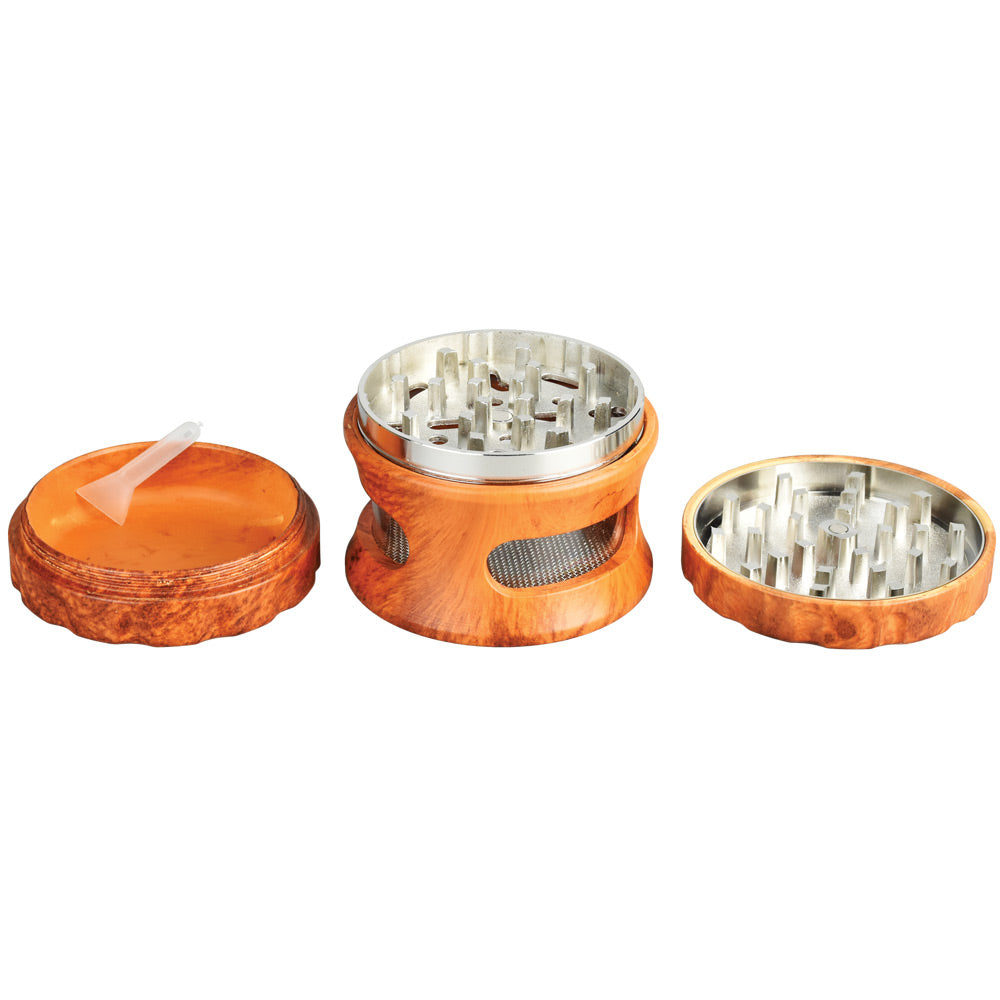 Resin Faux Wood Grinder w/ View Window - Discreet Smoker