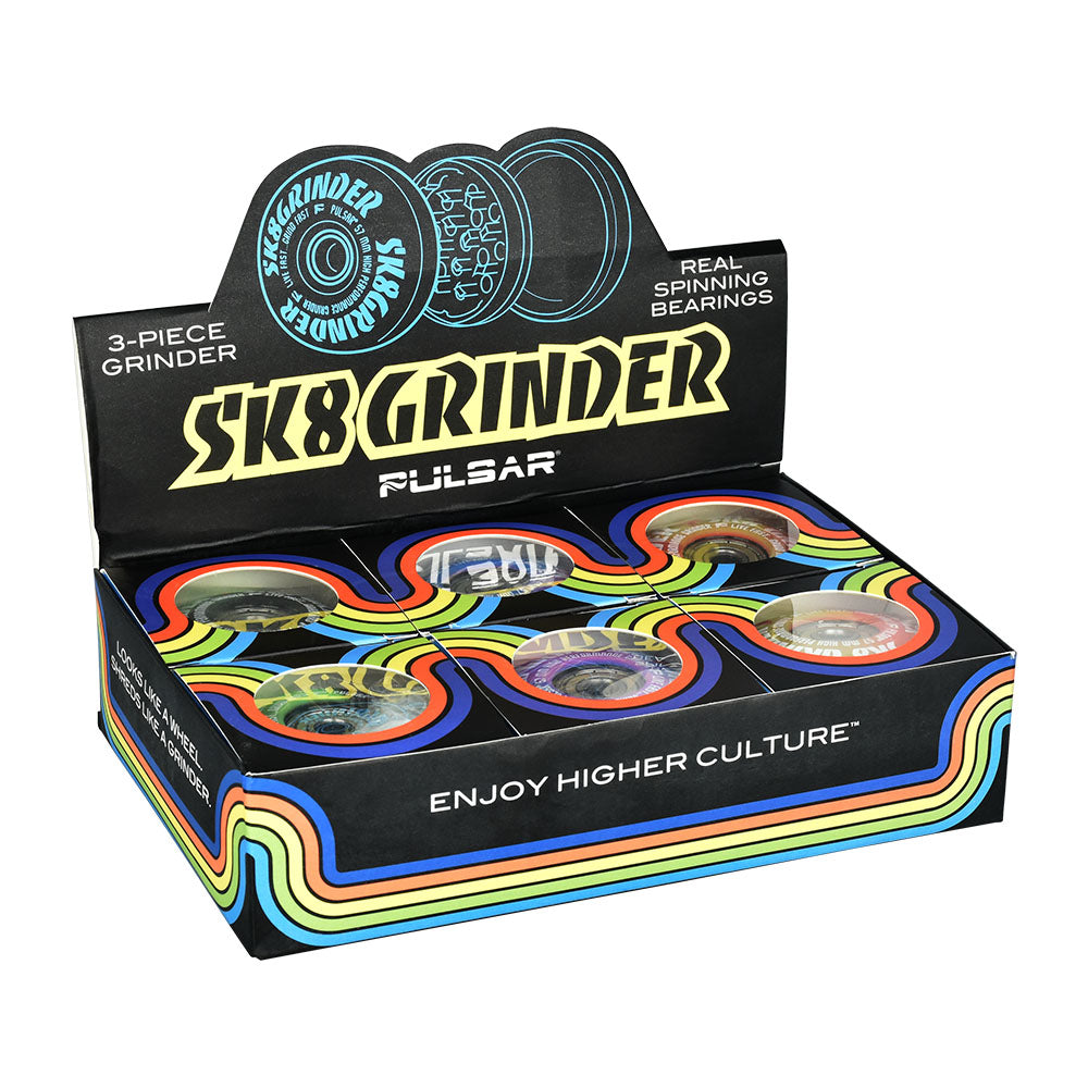 Pulsar SK8 Grinder | 3pc | 2.2"| Swirl Colors - Discreet Smoker