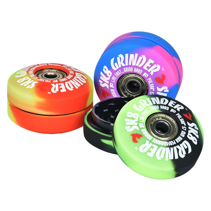 Pulsar SK8 Grinder | 3pc | 2.2"| Swirl Colors, Green/Black