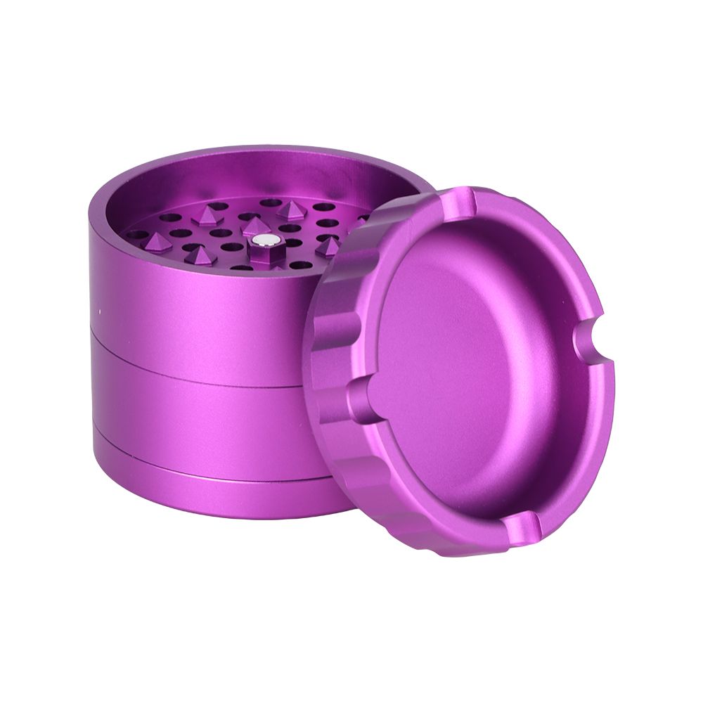 Aluminum Grinder with Ashtray Top - 4pc / 2.5" / Colors Vary - Discreet Smoker