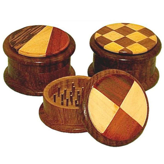 Round Wood Herb Grinder | 2pc - Discreet Smoker
