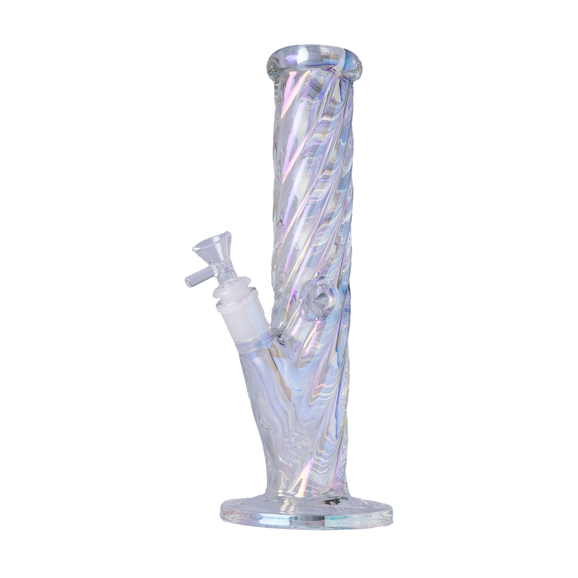 Human Grade Twisted Iridescent Tube Glass Water Pipe - Discreet Smoker