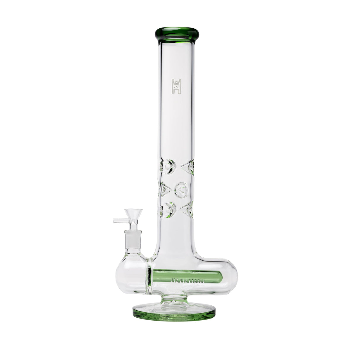Human Grade Inline Tube Triple Ice Catch Glass Water Pipe - Discreet Smoker