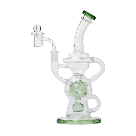 Human Grade 10" Swiss Rig Glass Recycler Water Pipe - Discreet Smoker