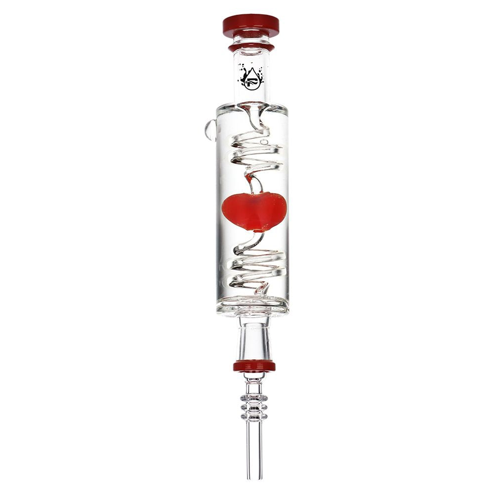 2PC SET - Pulsar Cool Down My Heart Glycerin Glass Dab Straw - 9.5" / Assorted Colors - Discreet Smoker