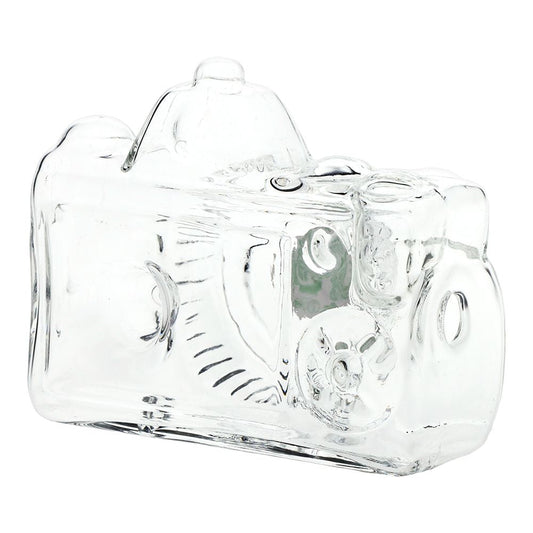 SeshGear Old School Camera Glass Hand Pipe - 3.75" / Clear - Discreet Smoker