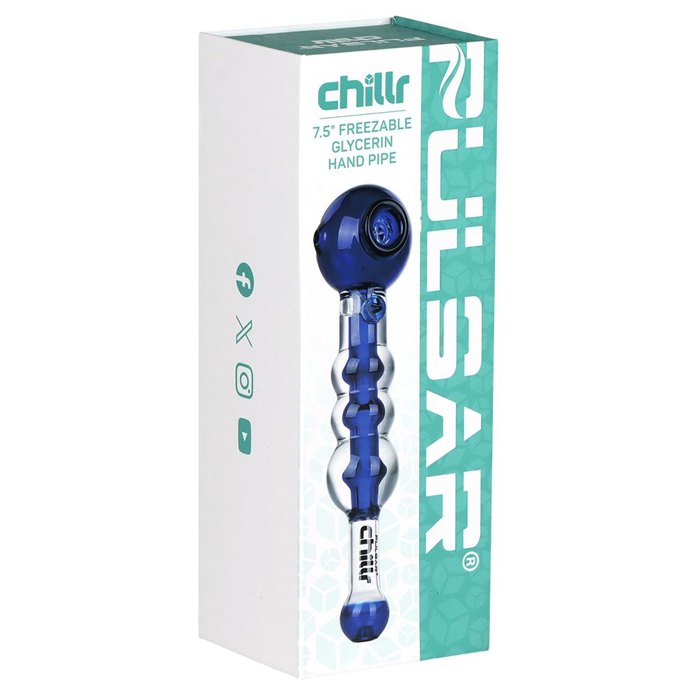 Pulsar Chillr Glycerin Glass Hand Pipe - 7.5" / Blue - Discreet Smoker