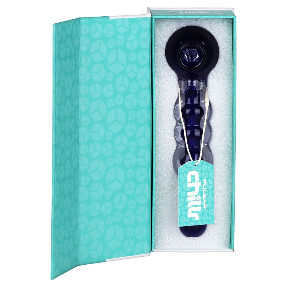Pulsar Chillr Glycerin Glass Hand Pipe - 7.5" / Blue - Discreet Smoker