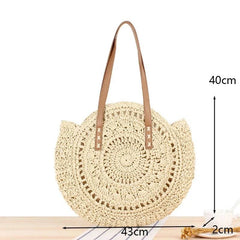 Round Straw Beach Bag - Discreet Smoker