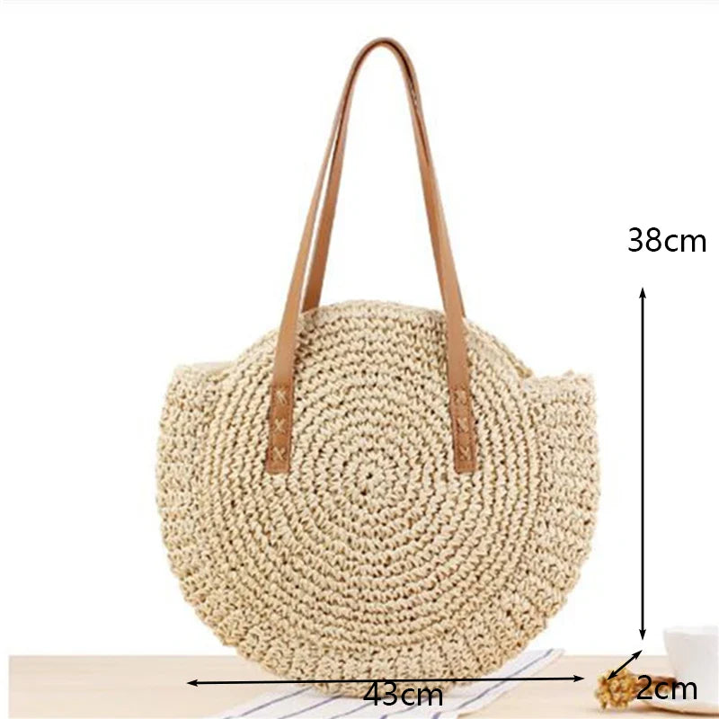 Round Straw Beach Bag