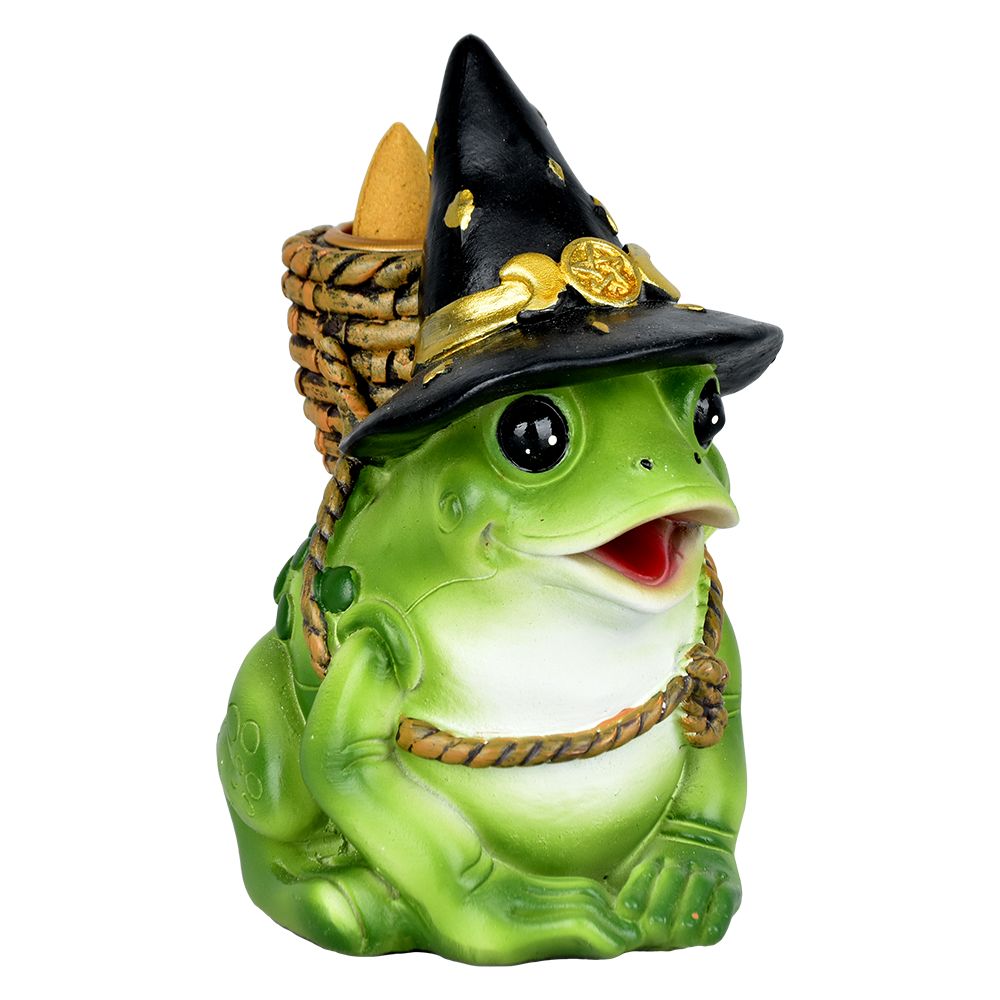 Bewitching Frog Back Flow Incense Burner - 5" - Discreet Smoker